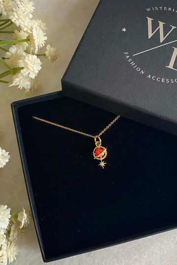Orion Red Planet and Star Necklace Wisteria London